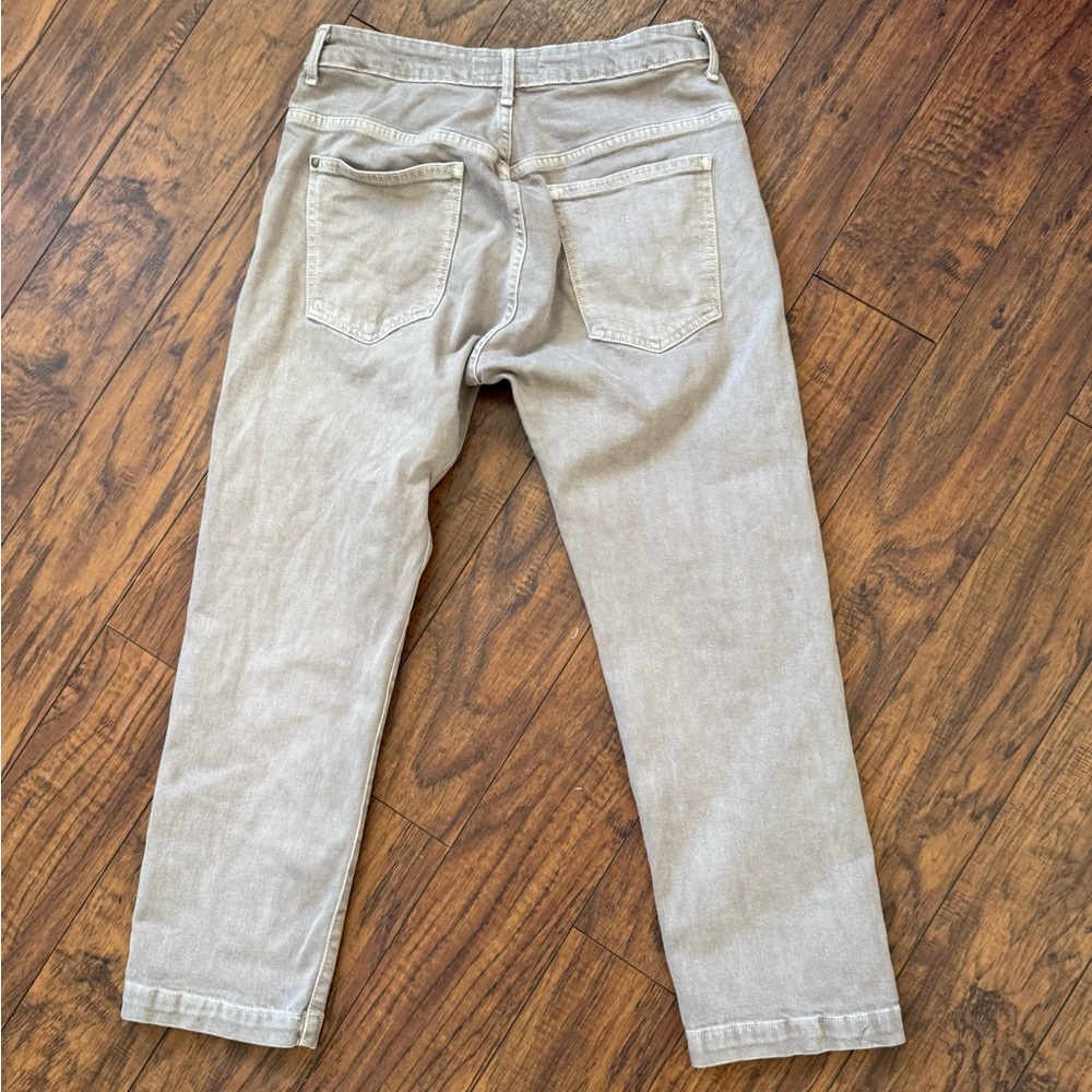 THE GREAT. the Rambler Cropped Beige Cotten stretch denim Straight Jeans | 26 - Picture 7 of 8